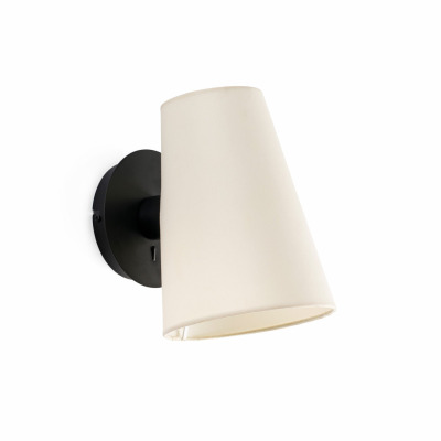 20031-88 Faro LUPE BLACK WALL LAMP BEIGE SHADE