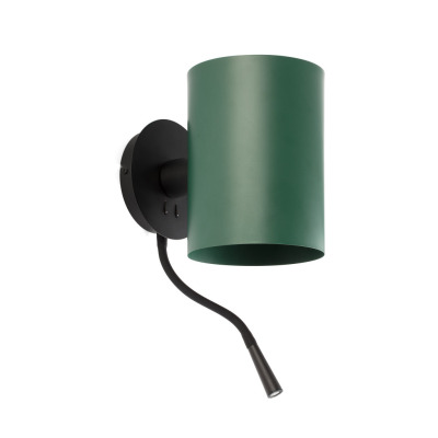 20032-81 Faro GUADALUPE BLACK WALL LAMP WITH READER GREEN SHADE