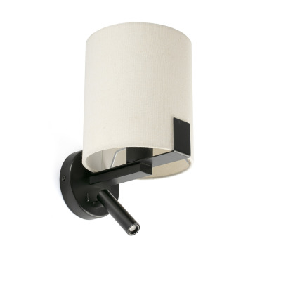 20053 Faro NILA BLACK WALL L. WHITE SHADE 1xE27 READR 3W3000K