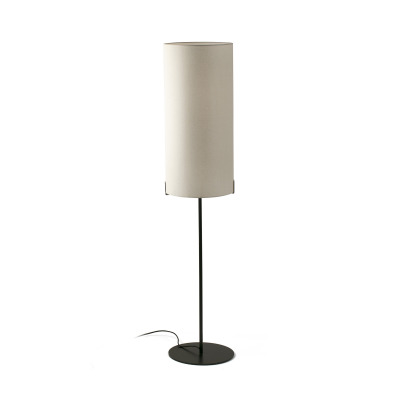 20055 Faro NILA BLACK FLOOR LAMP W/ WHITE SHADE 2xE27