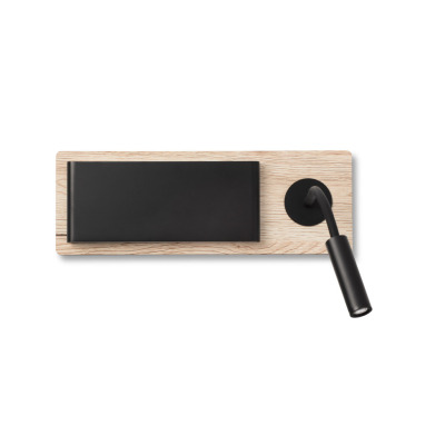20062 Faro MOOD WALL LAMP WOOD/BLACK WITH READER 2x3W