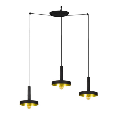 20160-3L Faro WHIZZ BLACK/SATIN GOLD PENDANT LAMP E27 60W 3L