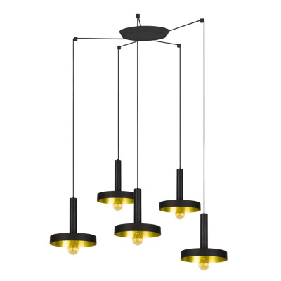 20160-5L Faro WHIZZ BLACK/SATIN GOLD PENDANT LAMP E27 60W 5L