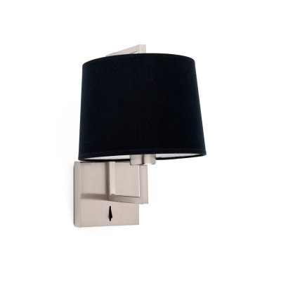 20170-03 Faro FRAME MATT NICKEL WALL LAMP W/BLACK SHADE ?215
