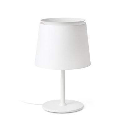 20304-82 Faro SAVOY WHITE TABLE LAMP W/WHITE SHADE