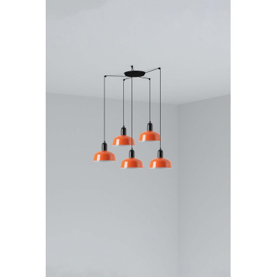 20340-143-5L TK-Lighting TATAWIN PENDANT LAMP SCR. METAL S ORANGE RED. 5xE2