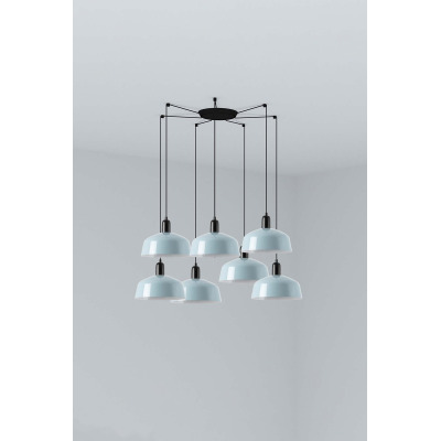 20340-147-7L TK-Lighting TATAWIN PENDANT LAMP SCR. METAL M BLUE GRAYISH 7xE