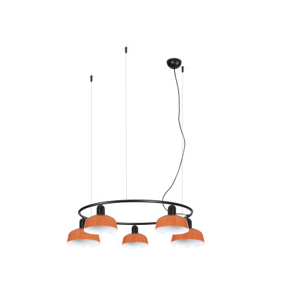 20343-143-5L TK-Lighting TATAWIN PENDANT LAMP CIR. PANT.MET. S ORNG ROJ.5xE