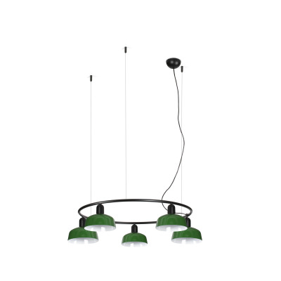 20343-144-5L TK-Lighting TATAWIN PENDANT LAMP CIR. SHADE METAL S GREEN 5xE2