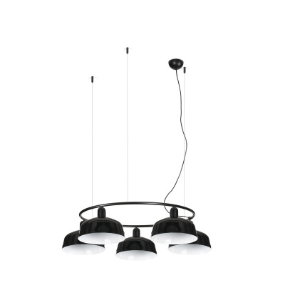 20343-146-5L TK-Lighting TATAWIN PENDANT LAMP CIR. SHADE METAL M BLACK 5xE2