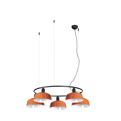 20343-148-5L TK-Lighting TATAWIN PENDANT LAMP CIR. PANT.MET. M ORNG ROJ.5xE