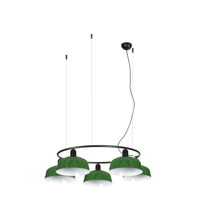 20343-149-5L TK-Lighting TATAWIN PENDANT LAMP CIR. SHADE METAL M GREEN 5xE2