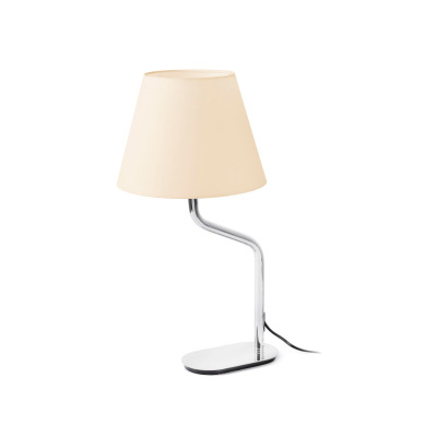 24008-14 Faro ETERNA CHROME TABLE LAMP BEIGE SHADE