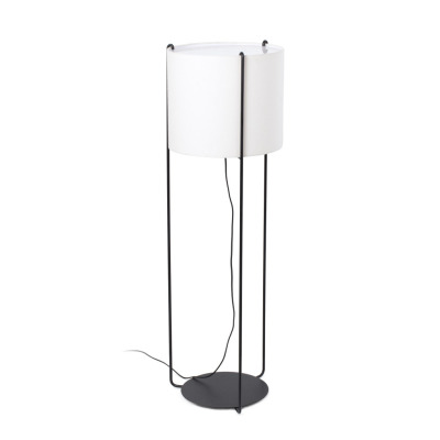 24023-33 Faro DRUM BLACK FLOOR LAMP BEIGE SHADE 1XE27