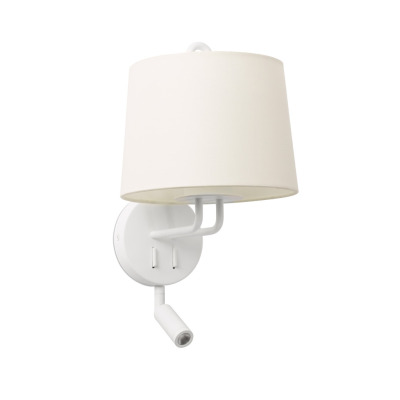 24032-01 Faro MONTREAL WHITE WALL LAMP WITH READER WHITE LAMPSHA