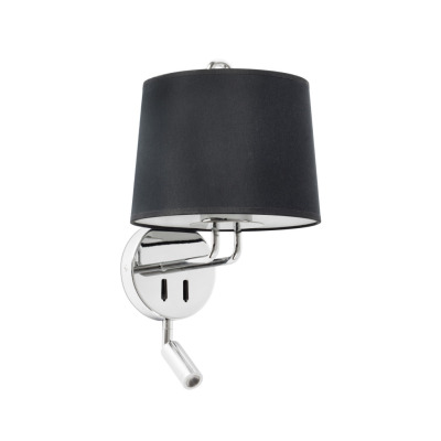 24033-03 Faro MONTREAL CHROME WALL LAMP WITH READER BLACK SHADE