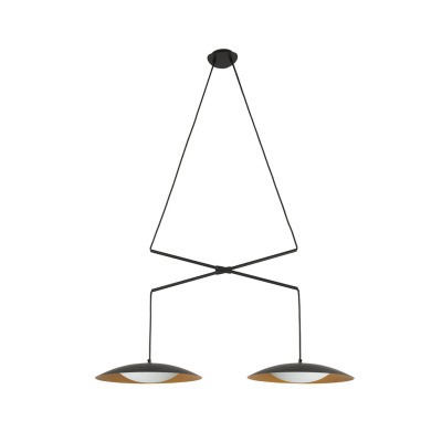 24505 Faro SLIM Black and gold double extensible pendant lamp