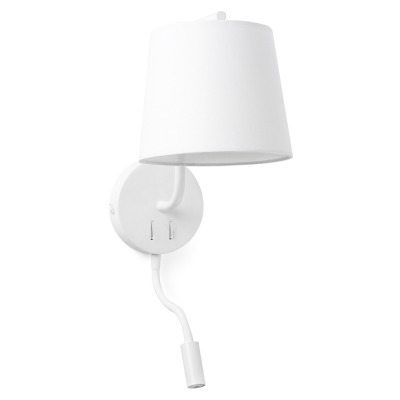 29329 Faro BERNI WHITE WALL LAMP WITH LED READER 1 X E27 20W