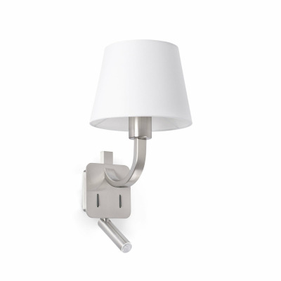 29341 Faro ESSENTIAL Matt nickel wall lamp with reader