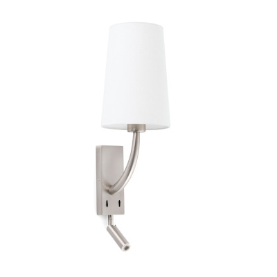29682-19 Faro REM Matt nickel/white wall lamp with reader