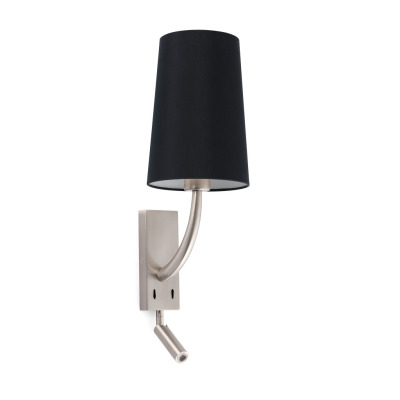 29682-21 Faro REM Matt nickel/black wall lamp with reader
