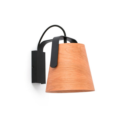 29844 Faro STOOD BLACK+WOOD WALL LAMP E27 MAX 20W