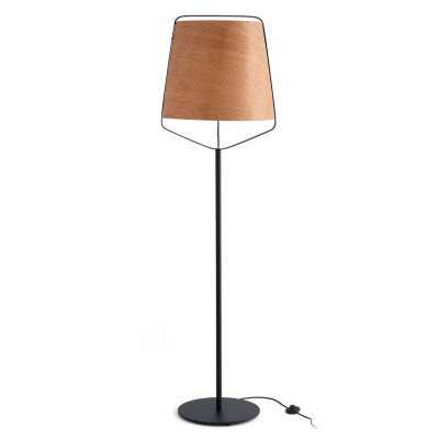 29847 Faro STOOD BLACK FLOOR LAMP E27 + WOOD MAX 20W