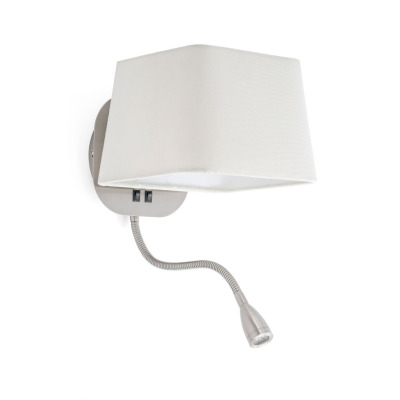 29935 Faro SWEET White and nickel wall lamp with reader
