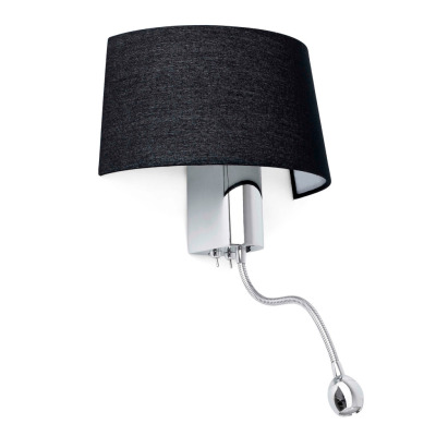 29946 Faro HOTEL BLACK WALL LAMP WITH LED READER 1 X E27 15W
