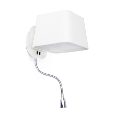 29950 Faro SWEET WHITE WALL LAMP WITH LED READER 1 X E27 60W
