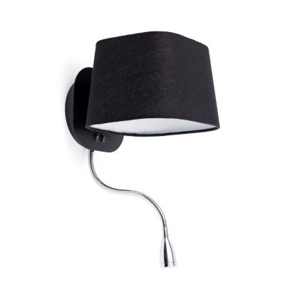 29951 Faro SWEET BLACK WALL LAMP WITH LED READER 1 X E27 60W