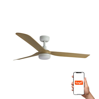 33816WT-20 TK-Lighting PUNT ?1300MM WHITE 3 BLADES WOOD LIGHT 18W TUYA