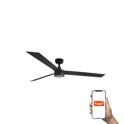 34293WT-1TW TK-Lighting CRUISER XL ?1600MM BLACK 3 BLADES 18W LED DIM TUYA