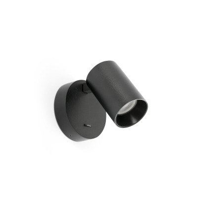 43768 Faro STAN BLACK WALL LAMP WITH SWITCH 1XGU10