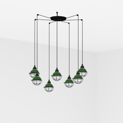 62803-7L Faro CLAIRE GREEN PENDANT LAMP E27 15W 7L