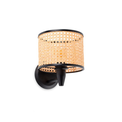 64307-47 Faro MAMBO BLACK WALL LAMP RATTAN LAMPSHADE 1xE27 ?210*