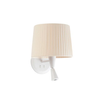64308-35 Faro SAMBA WHITE READER WALL LAMP RIBBONED LAMPSHADE E2