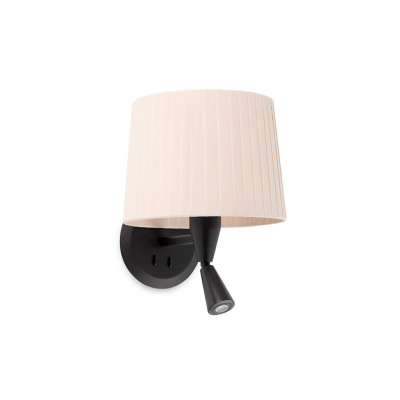 64309-35 Faro SAMBA BLACK READER WALL LAMP RIBBONED LAMPSHADE E2
