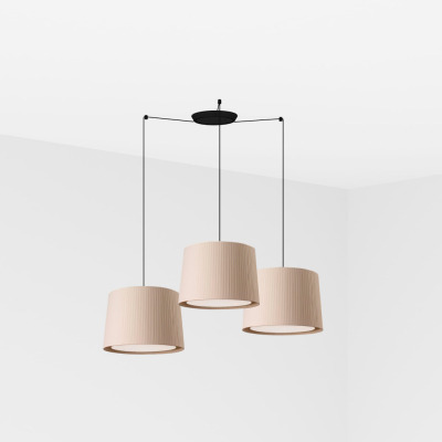 64314-44-3L Faro SAMBA BLACK PENDANT LAMP BEIGE RIBBONED LAMPSHADE