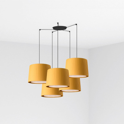 64314-45-5L Faro SAMBA BLACK PENDANT LAMP YELLOW RIBBONED LAMPSHADE