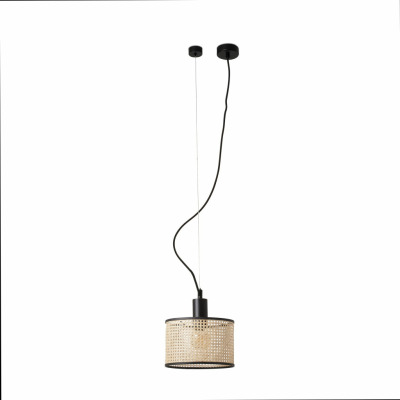 64314-47 Faro MAMBO BLACK PENDANT LAMP RATTAN LAMPSHADE ?210*200