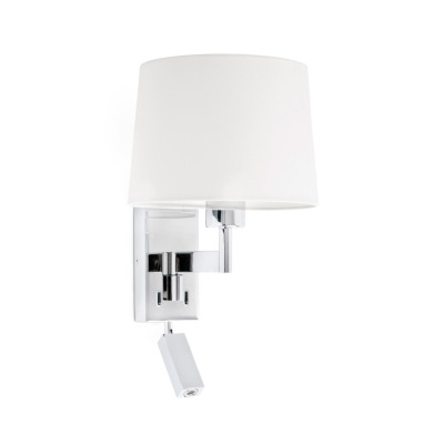 68493-01 Faro ARTIS CHROME WALL LAMP WITH READER WHITE SHADE