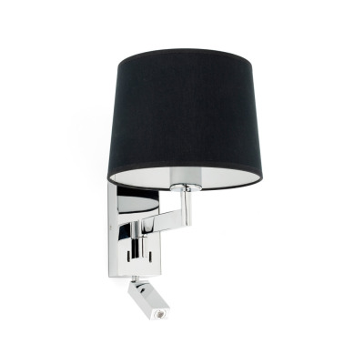 68493-03 Faro ARTIS CHROME WALL LAMP WITH READER BLACK SHADE
